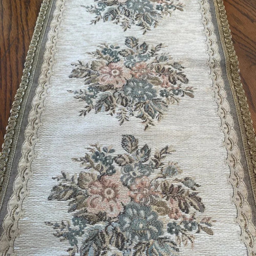 Vintage Ornate Floral Embroidered Table Runner 53